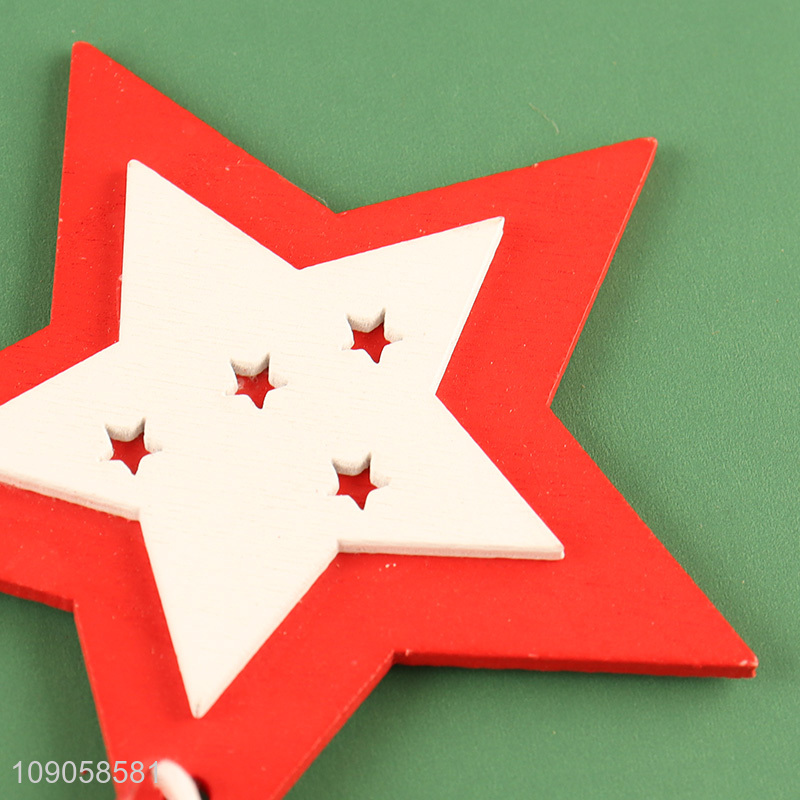 New Arrival 2PCS Wooden Star Ornaments Christmas Tree Wooden Hanging Decorations