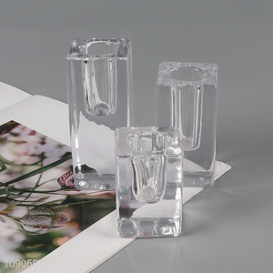 China factory transparent glass candlestick candle holder for home decor