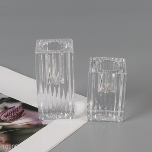 Popular products desktop decoration transparent glass candlestick candle holder