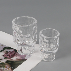 Hot selling clear glass candlestick candle holder for home decoration