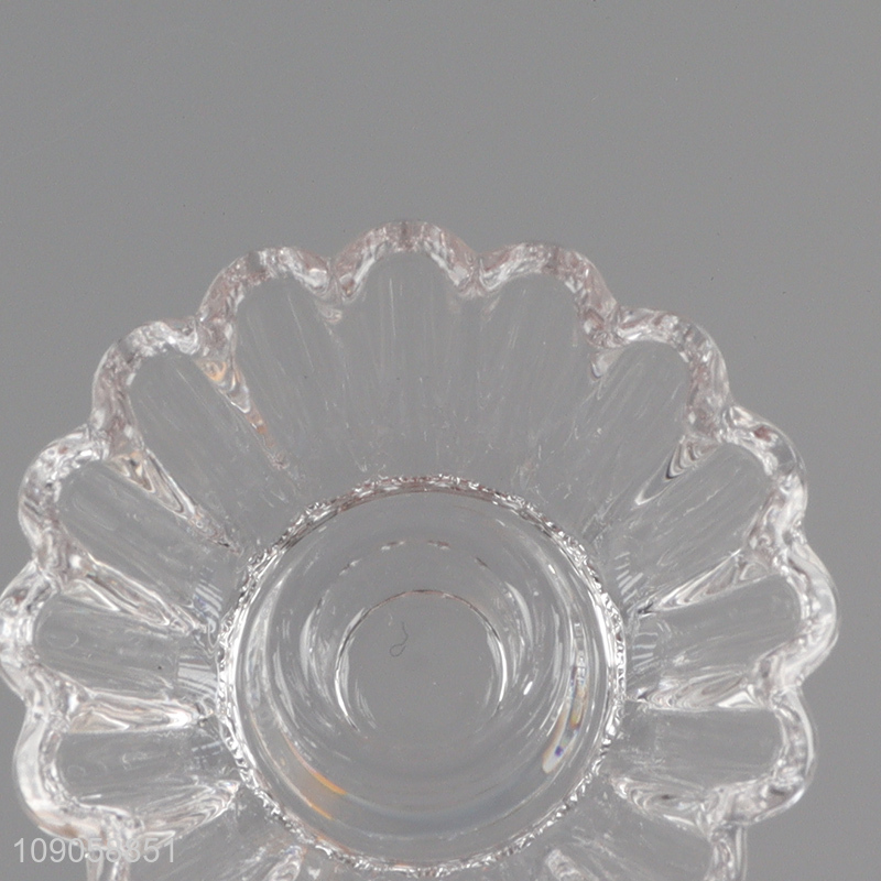 Good selling home decor clear glass tealight candle holder candlestick
