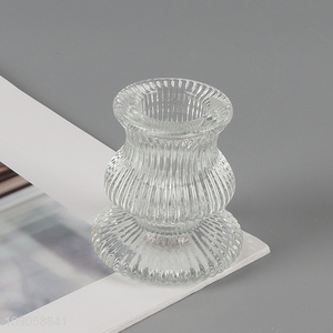 Popular products creative clear glass candlestick candle holder for home decor
