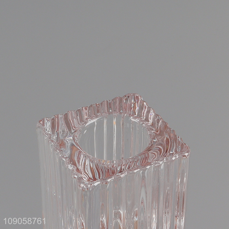 Popular products desktop decoration transparent glass candlestick candle holder