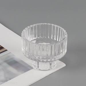 Most popular tabletop decoration clear glass tealight candle holder candlestick
