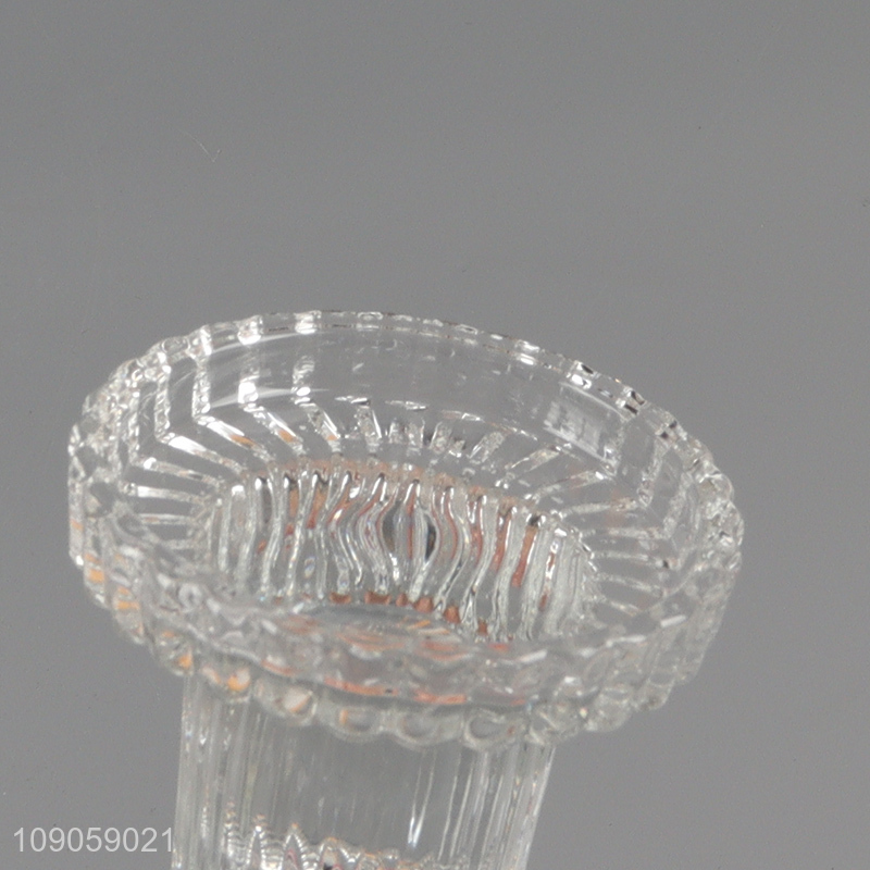 Best quality party decoration glass clear candlestick candle holder for sale