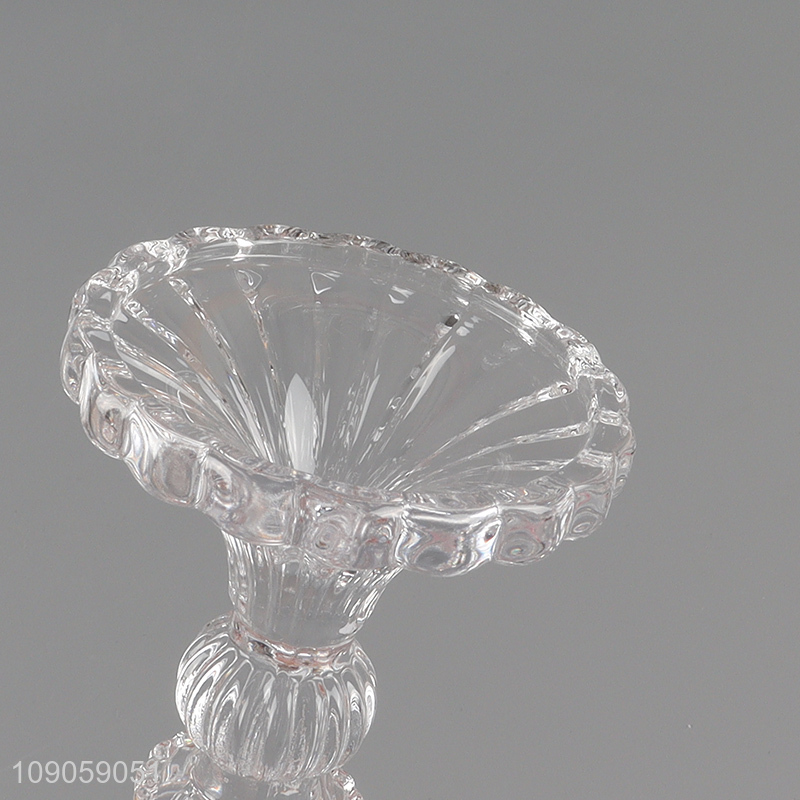 Yiwu market wedding decoration glass clear candlestick candle holder for sale