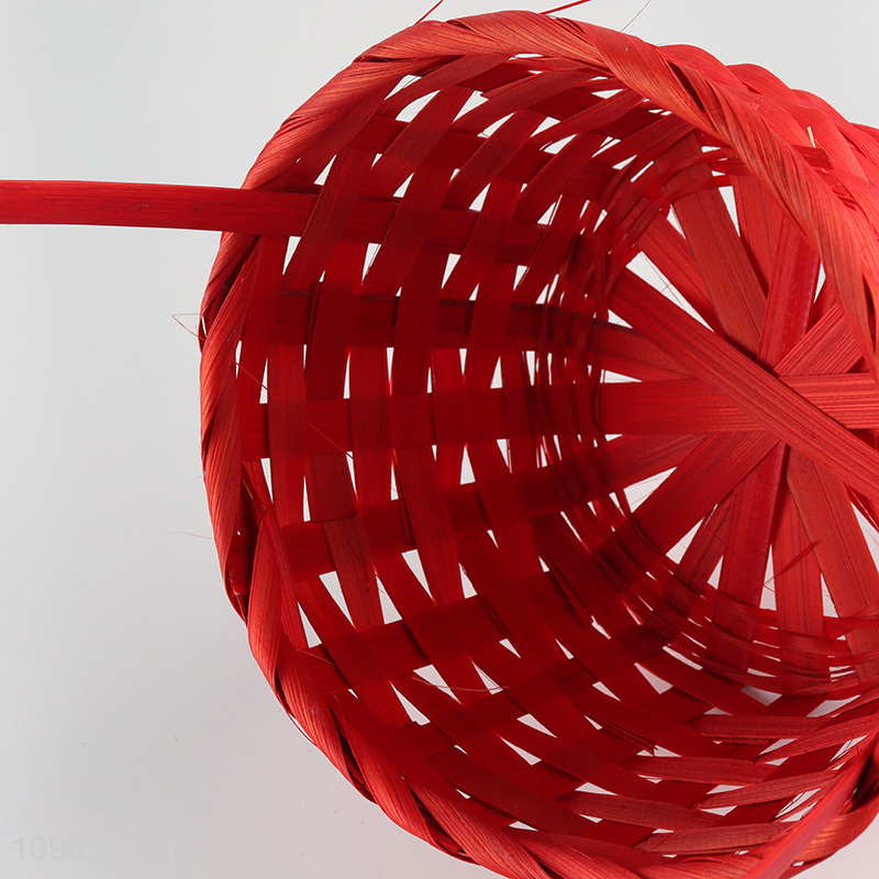 Good Quality Mini Bamboo Easter Basket Colorful Woven Bamboo Basket with Handle