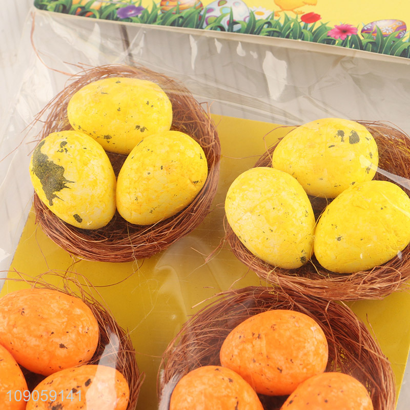 New Arrival 6PCS Artificial Bird's Nests with Spotted Eggs for Easter Decor