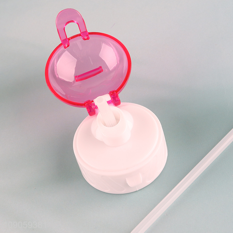 Wholesale Cactus Printed Spill Proof Plastic Water Bottle with Silicone Straw