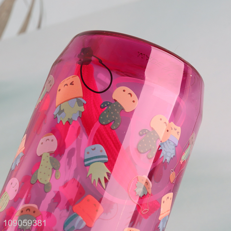 Wholesale Cactus Printed Spill Proof Plastic Water Bottle with Silicone Straw