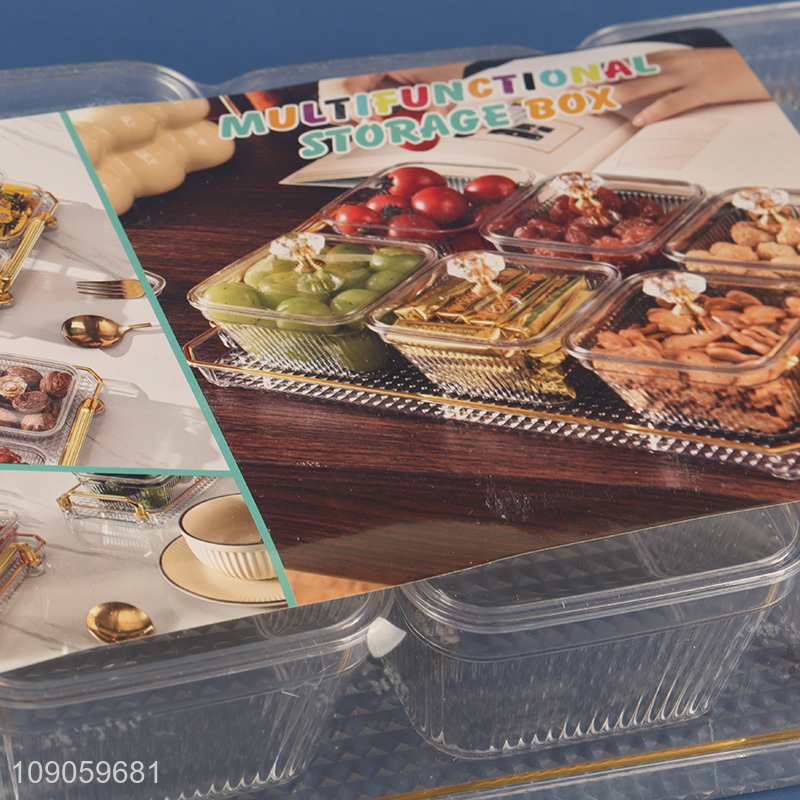 Hot Sale Clear Plastic Serving Platter with 8 Snacks Organizers