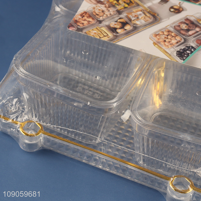 Hot Sale Clear Plastic Serving Platter with 8 Snacks Organizers