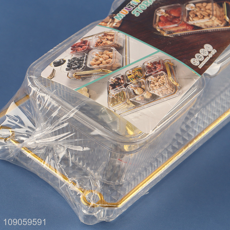 New Arrival Clear Plastic Serving Tray with 2 Snacks Organizers
