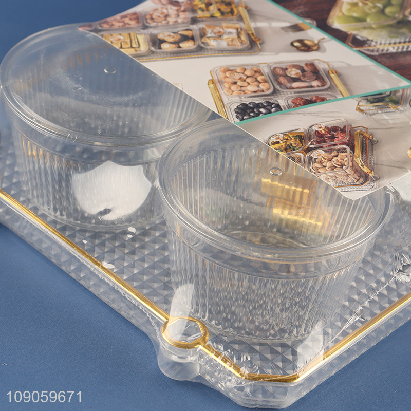 High Quality Clear Plastic Serving Tray with 8 Snacks Cotainers