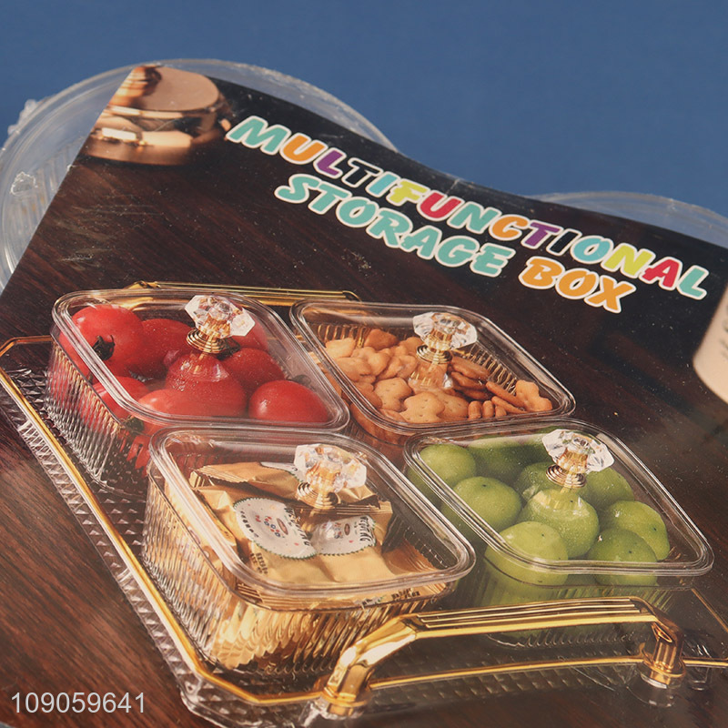 China Product Clear Plastic Serving Platter with 4 Snacks Cotainers