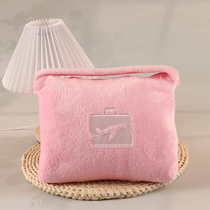 New arrival portable skin-friendly pink travel airplane blanket