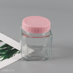 Best sale square sealed glass clear storage jar honey jar for kitchen