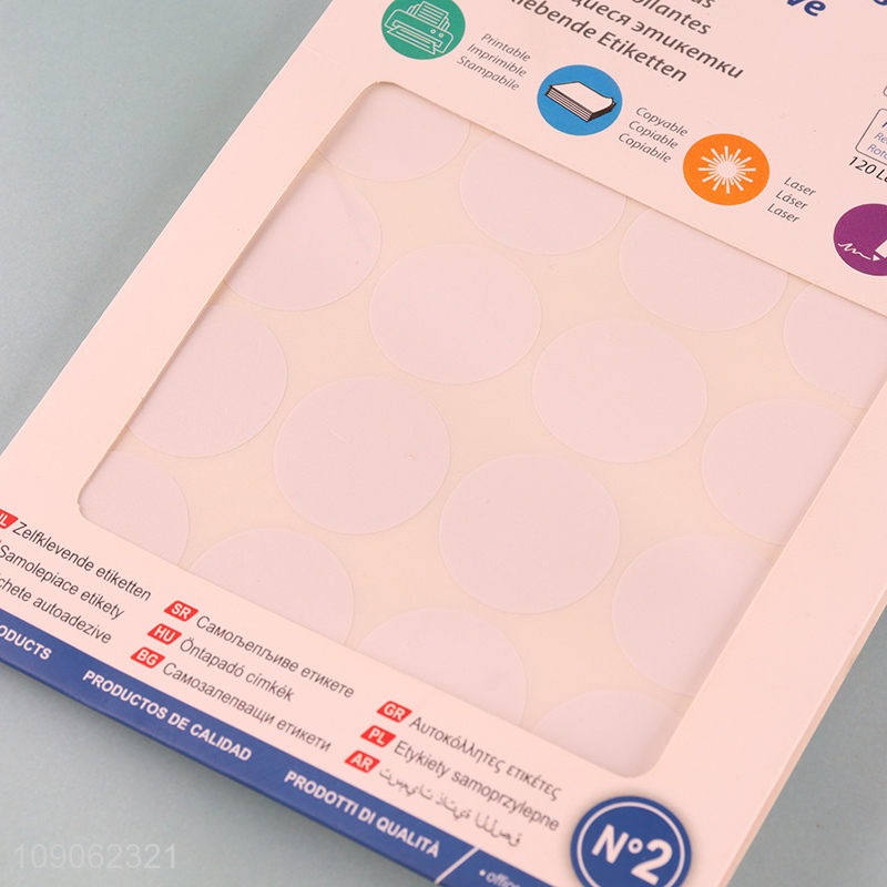 Good Quality 5 Sheets 120 Lables Round Self-Adhesive Lables for Office School