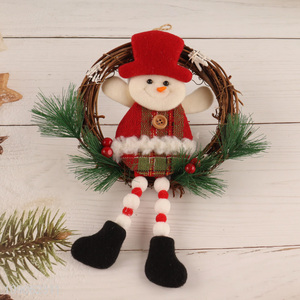 High Quality Christmas Wreath Winter Snowman Wreath for Front Door Decor