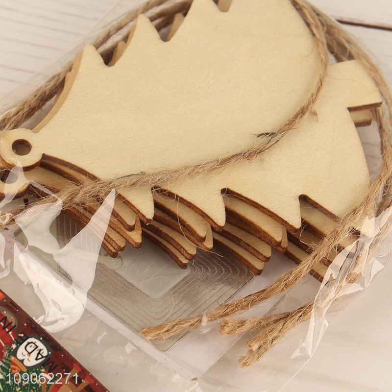 Factory Price 5PCS Unfinished Wooden Christmas Tree Ornaments Hanging Wooden Slices