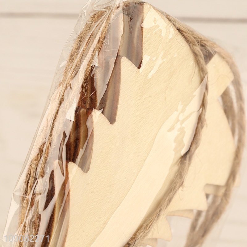 Factory Price 5PCS Unfinished Wooden Christmas Tree Ornaments Hanging Wooden Slices