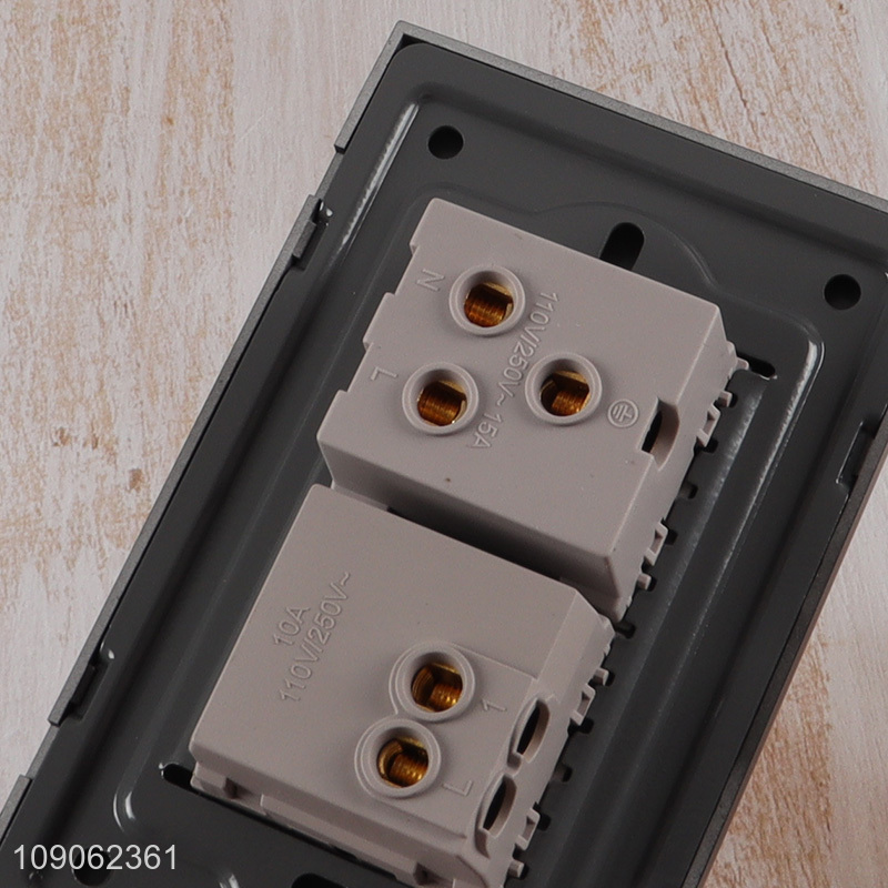 Top selling black 110V/250V 15A wall switch light switch with wall socket