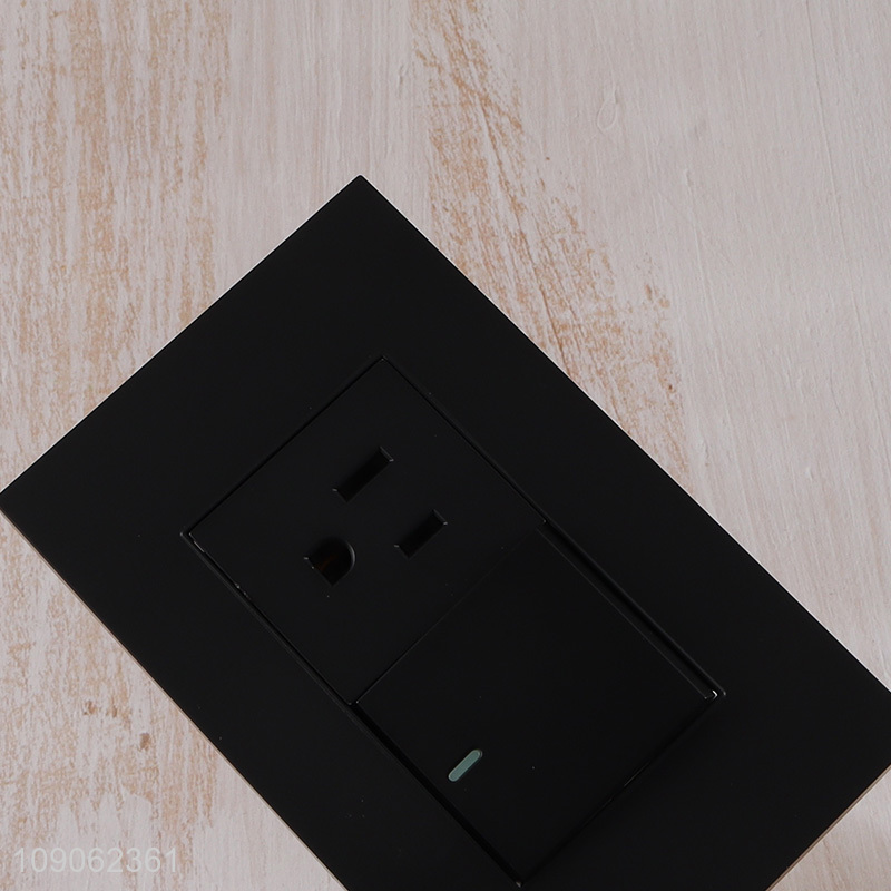 Top selling black 110V/250V 15A wall switch light switch with wall socket