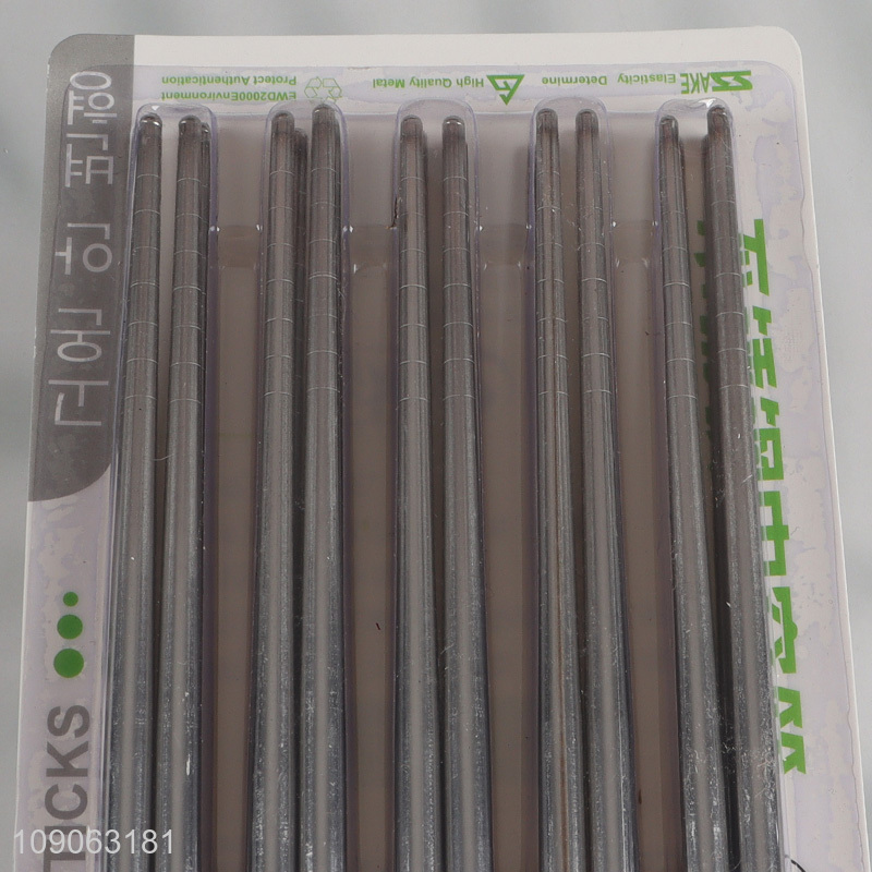 Factory Price 5 Pairs Metal Chopsticks 201 Stainless Steel Chopsticks Set