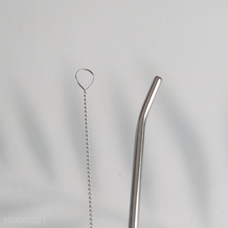 China Imports 6 Pack Stainless Steel Spoon Straws with 1 Straw Cleaning Brush