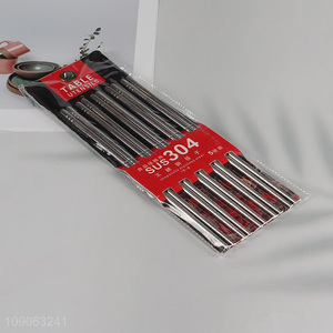 China Imports 5 Pairs Food Grade 304 Stainless Steel Chopsticks Metal Chopsticks