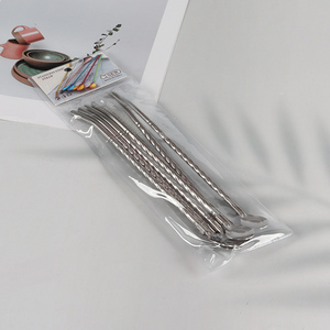 Hot Sale 6 Pack Metal Stainless Steel Straw Spoons with 1 Cleaning Brush