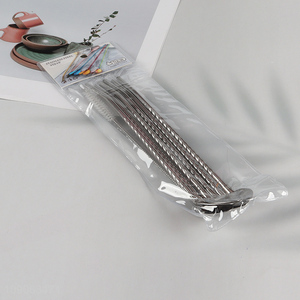 Wholesale 6 Pack Stainless Steel Straw Spoons with 1 Straw Cleaning Brush