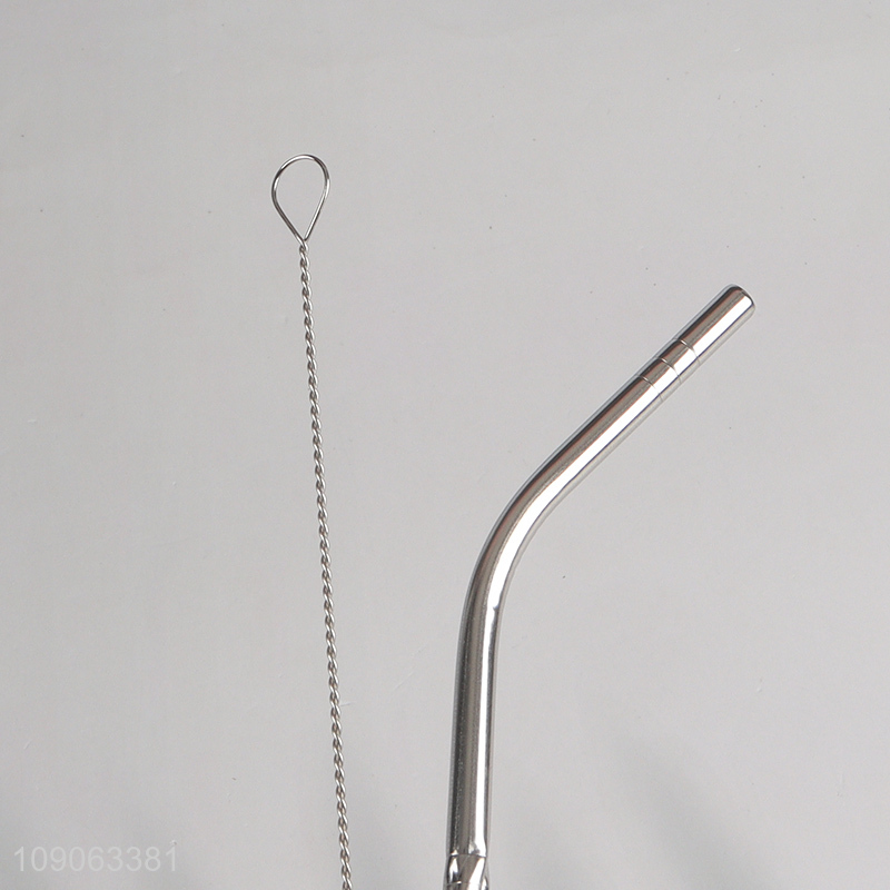 High Quality 6 Pack Stainless Steel Straws Bent Straws with 1 Straw Brush