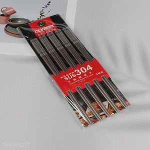 Factory Supply 5 Pairs 304 Stainless Steel Chopsticks Reusable Chopsticks Set