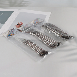 Factory Supply 6 Pack Stainless Steel Bombilla Straw Spoon with 1 Straw Cleaner Brush