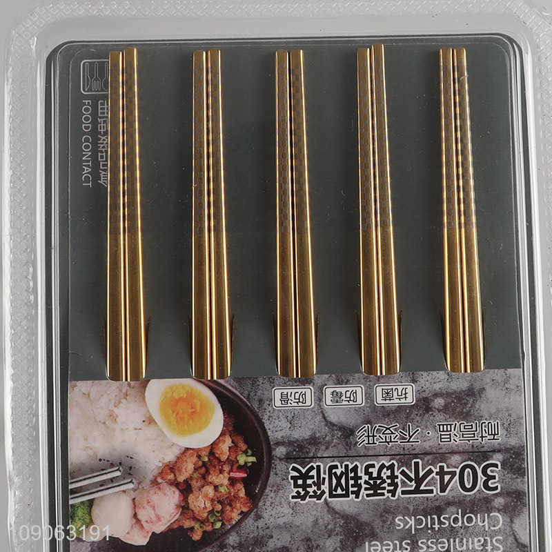 Online Wholesale 5 Pairs Metal Chopsticks 304 Stainless Steel Chopsticks