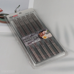 Good Quality 5 Pairs 304 Stainless Steel Chopsticks Metal Chinese Chopsticks