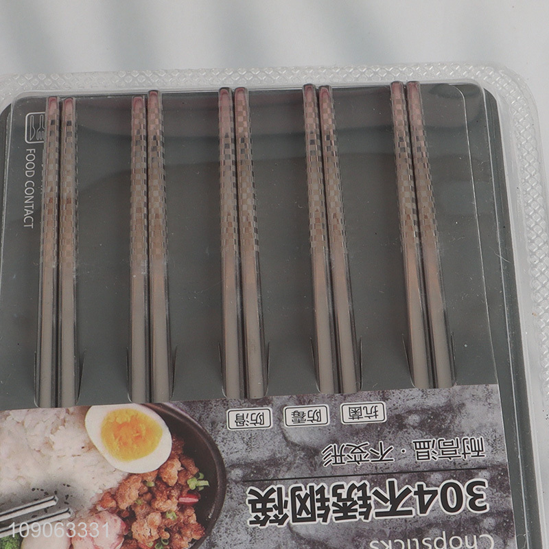 Good Quality 5 Pairs 304 Stainless Steel Chopsticks Metal Chinese Chopsticks