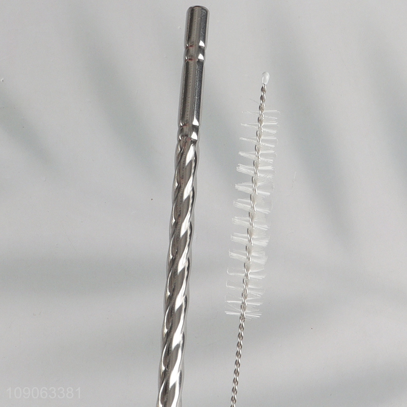 High Quality 6 Pack Stainless Steel Straws Bent Straws with 1 Straw Brush