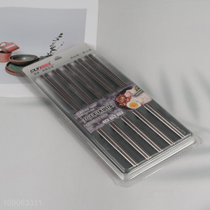 High Quality 5 Pairs 304 Stainless Steel Chopsticks Non-Slip Metal Chopsticks