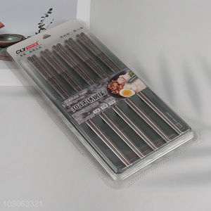 Hot Sale 5 Pairs 304 Stainless Steel Chopsticks Reusable Non-Slip Metal Chopsticks