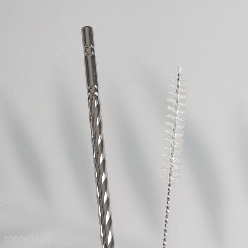 China Imports 6 Pack Stainless Steel Straws Straight Straws with 1 Straw Brush