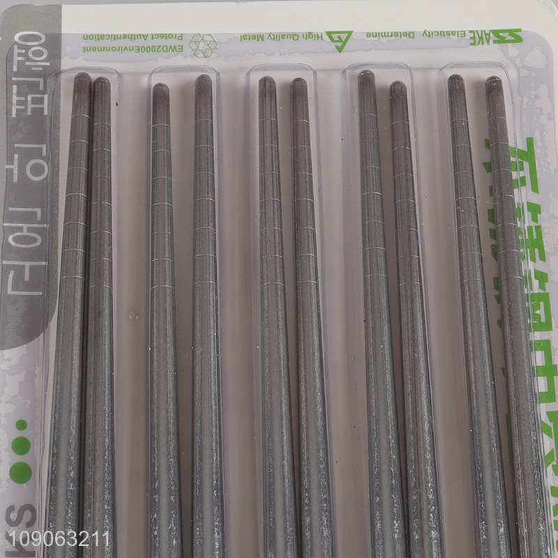 Hot Sale 5 Pairs Reusable Metal Chopsticks 201 Stainless Steel Chopsticks