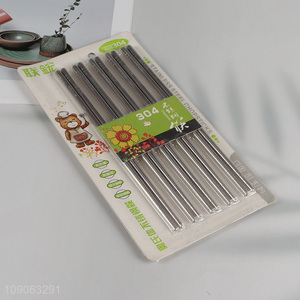 Factory Price 5 Pairs Reusable Food Grade 304 Stainless Steel Chopsticks Set