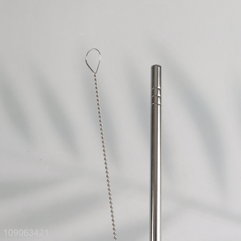 China Imports 6 Pack Stainless Steel Straws Straight Straws with 1 Straw Brush