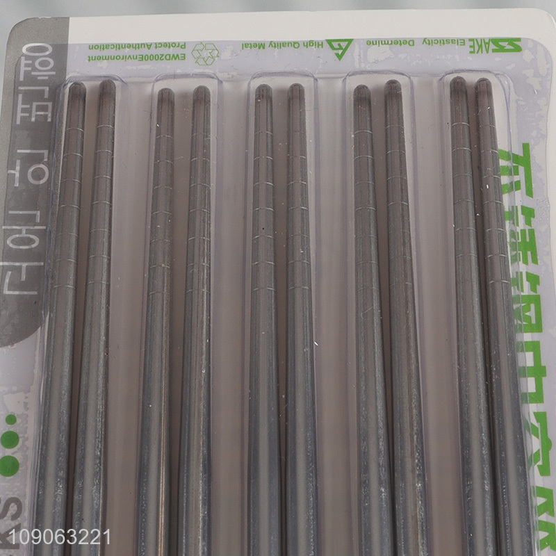 Good Quality 5 Pairs Metal Chopsticks 201 Stainless Steel Spiral Chopsticks