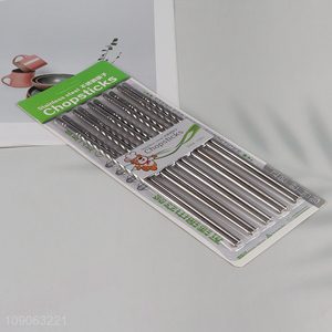 Good Quality 5 Pairs Metal Chopsticks 201 Stainless Steel Spiral Chopsticks