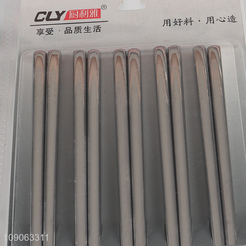 High Quality 5 Pairs 304 Stainless Steel Chopsticks Non-Slip Metal Chopsticks