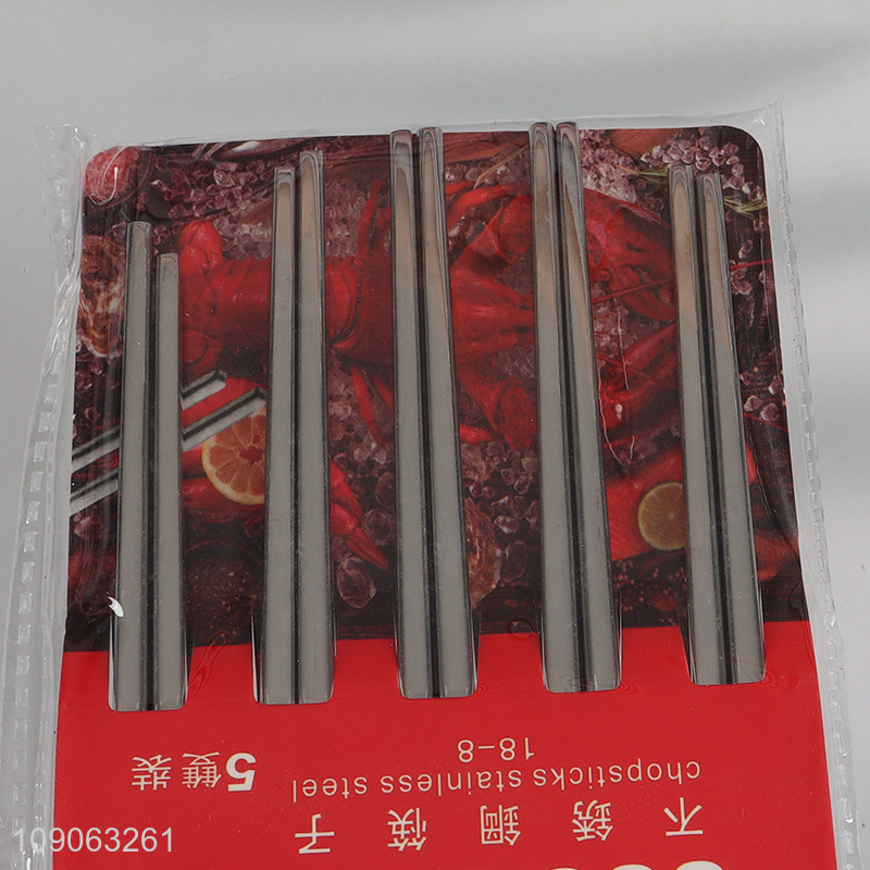 New Product 5 Pairs Metal Chopsticks Non-Slip 304 Stainless Steel Chopsticks