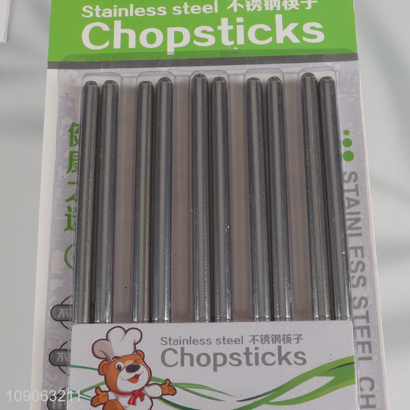 Hot Sale 5 Pairs Reusable Metal Chopsticks 201 Stainless Steel Chopsticks